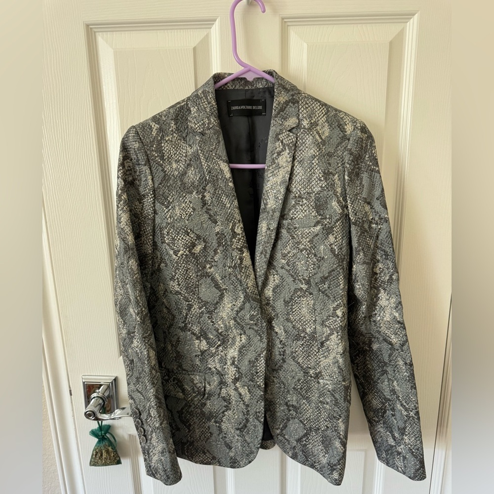 Zadig & Voltaire Gray Snake Print Blazer
